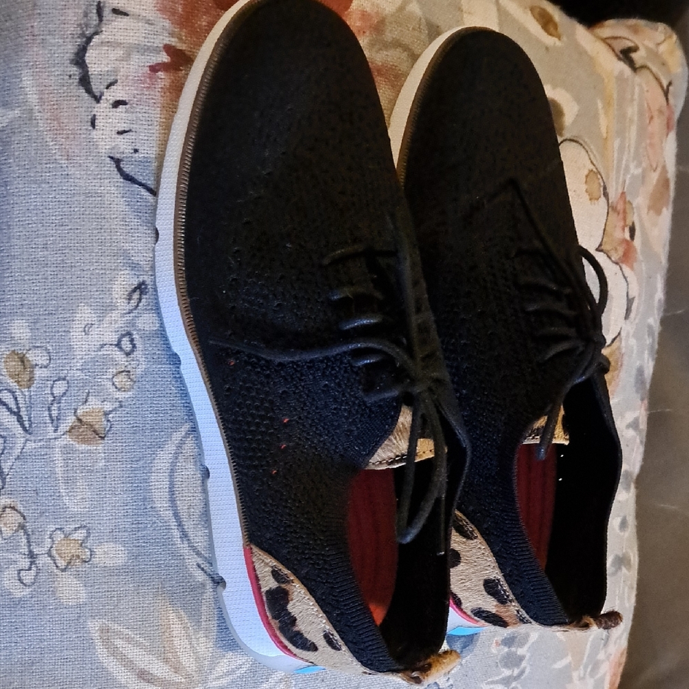 ZEROGRAND Stylish Black and Leopard Print Women's Shoes